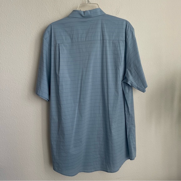 Travis Mathews Striped Stretch Performance Short Sleeve Button Up Shirt - Picture 6 of 7